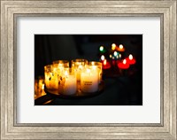 Framed Votive candles in a cathedral, Reims Cathedral, Reims, Marne, Champagne-Ardenne, France