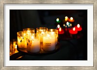 Framed Votive candles in a cathedral, Reims Cathedral, Reims, Marne, Champagne-Ardenne, France