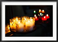 Framed Votive candles in a cathedral, Reims Cathedral, Reims, Marne, Champagne-Ardenne, France