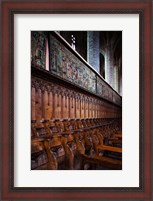 Framed Choir stalls at Abbatiale Saint-Robert, La Chaise-Dieu, Haute-Loire, Auvergne, France