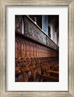 Framed Choir stalls at Abbatiale Saint-Robert, La Chaise-Dieu, Haute-Loire, Auvergne, France