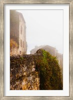 Framed View of a town in fog, Cordes-sur-Ciel, Tarn, Midi-Pyrenees, France