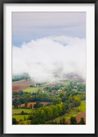 Framed Elevated view of the Cerou Valley from Place de la Bride in fog, Cordes-sur-Ciel, Tarn, Midi-Pyrenees, France
