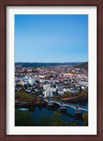 Framed Elevated view of a Town at Dusk, Cahors, Lot, Midi-Pyrenees, France