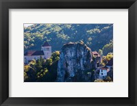 Framed Ruins of the town chateau, St-Cirq-Lapopie, Lot, Midi-Pyrenees, France