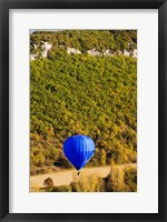 Framed Elevated view of hot air balloon over Dordogne River Valley, Castelnaud-la-Chapelle, Dordogne, Aquitaine, France