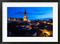 Framed Elevated view of a Town with Eglise Monolithe Church at Dawn, Saint-Emilion, Gironde, Aquitaine, France