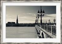 Framed Pont de Pierre bridge across Garonne River, Bordeaux, Gironde, Aquitaine, France