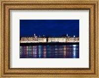 Framed Place de la Bourse buildings from the Garonne River at dusk, Bordeaux, Gironde, Aquitaine, France