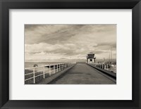 Framed Town Pier on the Gironde River, Pauillac, Haut Medoc, Gironde, Aquitaine, France (black and white)