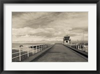 Framed Town Pier on the Gironde River, Pauillac, Haut Medoc, Gironde, Aquitaine, France (black and white)