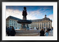 Framed Place de la Bourse buildings at dusk, Bordeaux, Gironde, Aquitaine, France