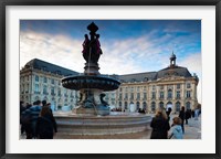 Framed Place de la Bourse buildings at dusk, Bordeaux, Gironde, Aquitaine, France