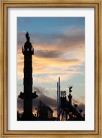 Framed Esplanade des Quinconces and carnival at sunset, Bordeaux, Gironde, Aquitaine, France