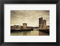 Framed Tour de la Chaine and Tour St-Nicholas towers, Old Port, La Rochelle, Charente-Maritime, Poitou-Charentes, France