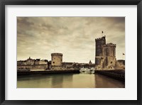 Framed Tour de la Chaine and Tour St-Nicholas towers, Old Port, La Rochelle, Charente-Maritime, Poitou-Charentes, France