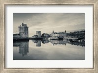 Framed Tour St-Nicholas, Old Port, La Rochelle, Charente-Maritime, Poitou-Charentes, France (black and white)