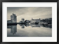 Framed Tour St-Nicholas, Old Port, La Rochelle, Charente-Maritime, Poitou-Charentes, France (black and white)