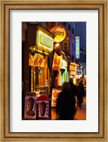 Framed Pedestrians walking in a market, Rue de Huchette, Left Bank, Paris, Ile-de-France, France