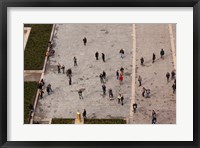 Framed Aerial view of tourists viewed from Notre Dame Cathedral, Paris, Ile-de-France, France