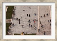 Framed Aerial view of tourists viewed from Notre Dame Cathedral, Paris, Ile-de-France, France