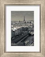 Framed City with Eiffel tower in the background viewed from Notre Dame Cathedral, Paris, Ile-de-France, France