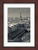 Framed City with Eiffel tower in the background viewed from Notre Dame Cathedral, Paris, Ile-de-France, France