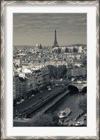 Framed City with Eiffel tower in the background viewed from Notre Dame Cathedral, Paris, Ile-de-France, France