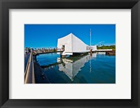 Framed Reflection of a memorial in water, USS Arizona Memorial, Pearl Harbor, Honolulu, Hawaii, USA