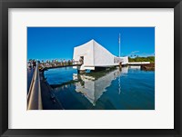 Framed Reflection of a memorial in water, USS Arizona Memorial, Pearl Harbor, Honolulu, Hawaii, USA