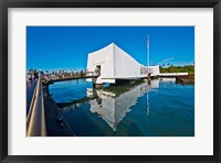 Framed Reflection of a memorial in water, USS Arizona Memorial, Pearl Harbor, Honolulu, Hawaii, USA