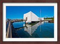 Framed Reflection of a memorial in water, USS Arizona Memorial, Pearl Harbor, Honolulu, Hawaii, USA