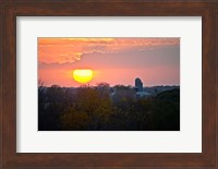Framed Trees and farm sunset, Wisconsin, USA