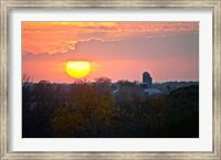 Framed Trees and farm sunset, Wisconsin, USA