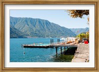 Framed Sundeck and floating pool at Grand Hotel, Tremezzo, Lake Como, Lombardy, Italy