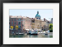 Framed Buildings alongside Lake Como at Piazza Cavour, Como, Lombardy, Italy
