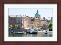 Framed Buildings alongside Lake Como at Piazza Cavour, Como, Lombardy, Italy