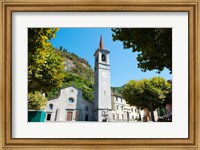 Framed Church on main square, Varenna, Lake Como, Lombardy, Italy