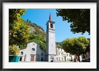 Framed Church on main square, Varenna, Lake Como, Lombardy, Italy