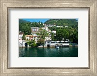 Framed Acquadolce Cafe at the edge of Lake Como, Carate Urio, Province of Como, Lombardy, Italy