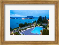 Framed Aerial view of a swimming pool at hotel, Villa e Palazzo Aminta, Isola Bella, Stresa, Lake Maggiore, Italy