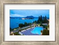 Framed Aerial view of a swimming pool at hotel, Villa e Palazzo Aminta, Isola Bella, Stresa, Lake Maggiore, Italy