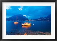 Framed Boats anchored in the Lake Como, Varenna, Lombardy, Italy