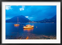 Framed Boats anchored in the Lake Como, Varenna, Lombardy, Italy