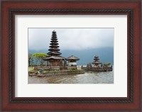 Framed Pura Ulun Danu Bratan temple on the edge of Lake Bratan, Baturiti, Bali, Indonesia
