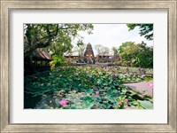 Framed Water lilies in a pond at the Pura Taman Saraswati Temple, Ubud, Bali, Indonesia