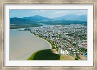 Framed Aerial view of the City at Waterfront, Cairns, Queensland, Australia