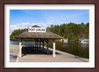 Framed Town dock and cottages at Port Carling, Ontario, Canada