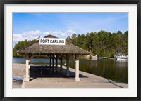 Framed Town dock and cottages at Port Carling, Ontario, Canada