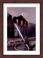 Framed Firefighter during a rescue operation, USA